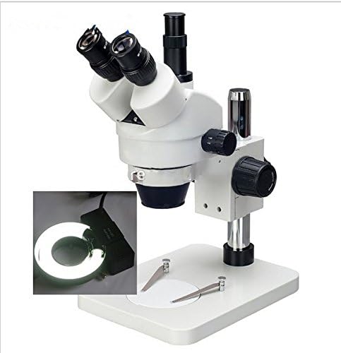 GOWE 7x-45X табела столб столб Зоум Зголемување Тринокуларен стерео микроскоп+8W прстен за микроскоп додатоци за микроскоп