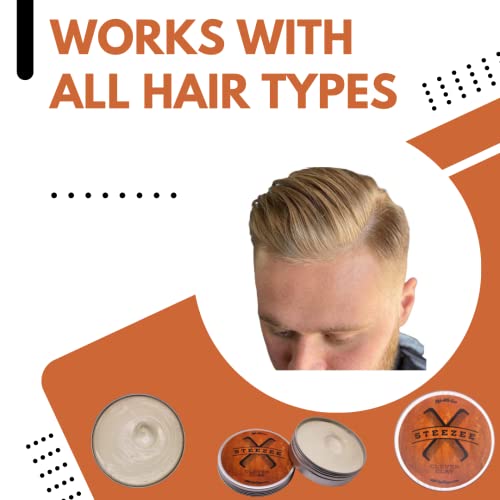 Steezee паметен глина - природна завршница за стилизирање на косата за мажи - сите типови на коса - преработени цел ден држење - суровост