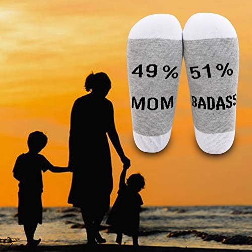 ЛЕВЛО Смешни Мајка Подарок Мајка Чорапи 49% Мајка/Мими/Нона 51% Лоши Чорапи денот На Мајката За Мама Баба