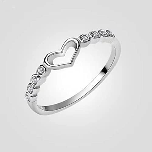 2023 година Нов чист сребрен loveубовен прстен накит женски прстен шуплив сет кристално срце во облик на моден накит сребро прстени накит жени антички изглед прстени