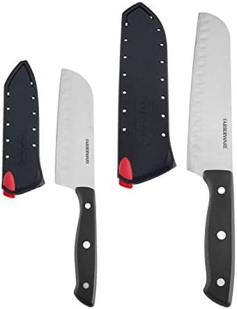 Farberware Edgepereper самооковежливо тројно занишан сет на ножеви Сантоку, 4-парчиња, црно