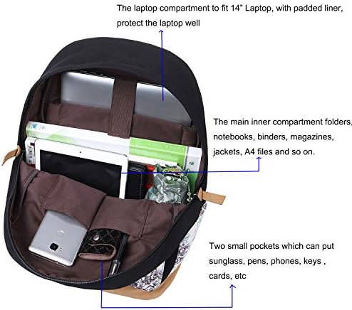 Bluboon School Bandpack Постави 3 парчиња лесни платно за платно тинејџери за книги за ручек кутија за ручек