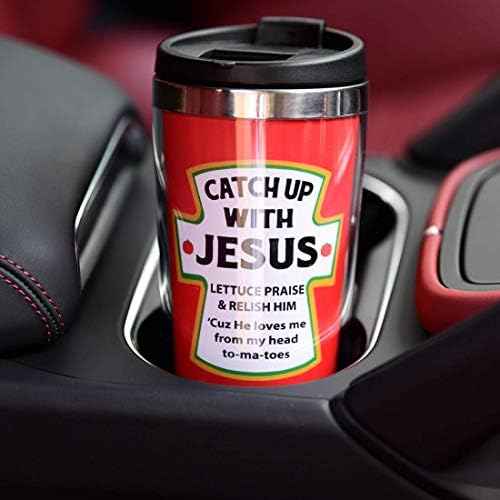 Nvjui jufopl се израмни со кригла за кафе за Исус за мажи жени, со капакот на флип, не'рѓосувачки челик, вакуум изолиран, чаша за шише