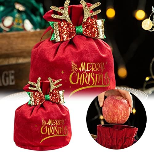 Креативна Модна Чанта Божиќна Торба За Подароци Црвена Зелена Врвка За Бонбони Торба За Влечење Божиќни Торби За Подароци Еднократно