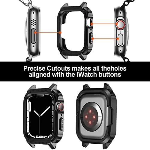Вилбур дизајниран за Apple Watch Series 7 Band 41mm & Apple Watch Series 7 Case 41mm, мек силиконски лента за ленти со [PC Hard