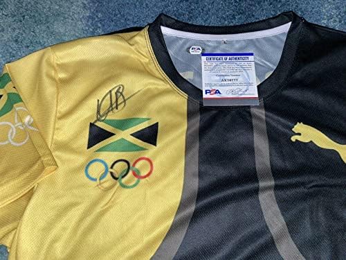 Усаин Болт Потпиша Златен Медал на Олимписките Игри во Пума Рио 8х Златен Јамајка пса / днк 7-Автограмирани Олимписки Дресови