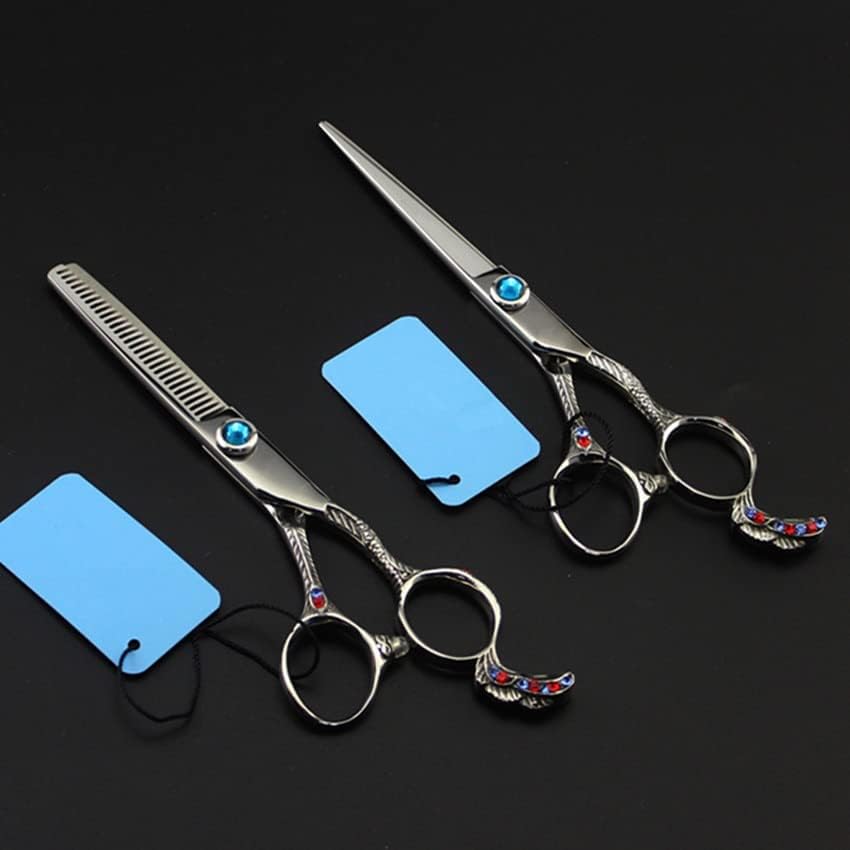 Ножици за сечење на косата, 6 инчи професионална Јапонија 440C ретро ножици за коса Поставете сечење бербер шминка за слабеење на ножици