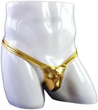 Машка секси торбичка g-жица долна облека PU кожа со низок пораст маскирна торбичка за испакнатоста g-stings шуплива лента за истегнување