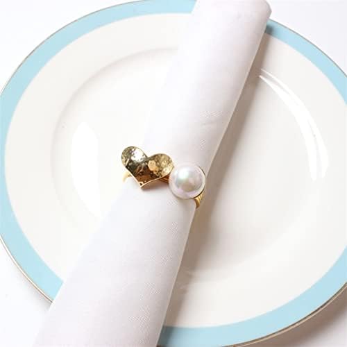 N/A 12 парчиња/салфетка прстен бисер лак loveубов срце салфетка прстен свадбена маса за декорација на салфетка