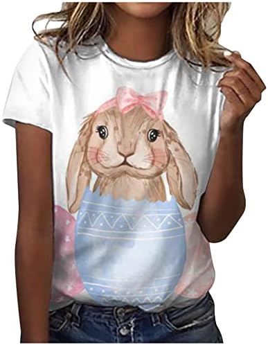Симпатична зајак печатени маички за жени маица памук памук меки кошули лето кратки ракави христијански врвови пулвер