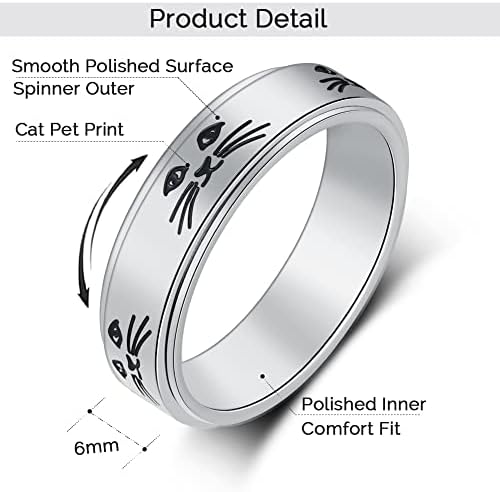 Прстен за вознемиреност на Ореилстар за жени Спинер прстен титаниум не'рѓосувачки челик fidget прстен мажи жени тинејџери 6мм ширина