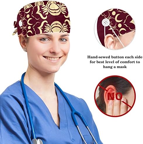 Операција капа буфан капа работно капаче со копчиња и лакови за коса за жени, долга коса, арапски стил Арабески 4