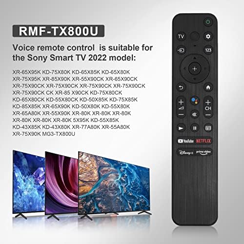 Нов RMF-TX800U замена ТВ-гласовен далечински управувач, компатибилен за Sony TV 4K 8K Ultra HD LED паметен модел на Google TV-2022,