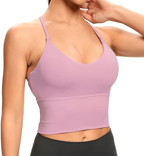 Lemedy Women Sports Sports Bras Strappy Longline Fitness Poaded Tookout Yoga Top Tops Charc Tops Tops