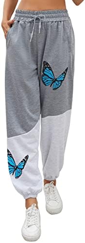 Цветање желе од женски блок во боја џогери џокери со високи панталони со пот, обични баги дневни панталони со џебови