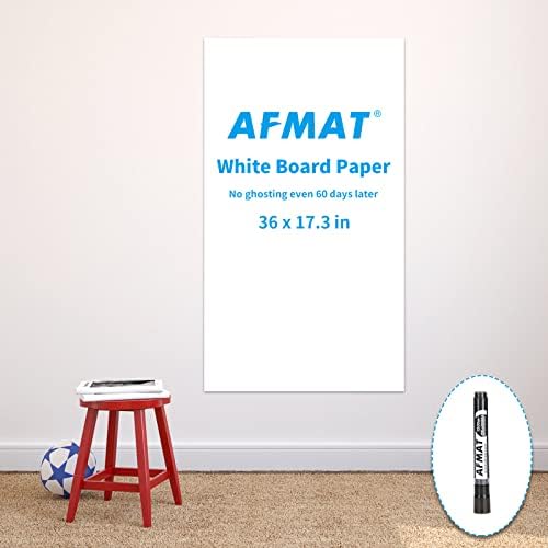 Afmat Бела табла хартија, налепница за суво бришење за wallид, бела табла тркала за тапети, налепница за табла што е докажана со