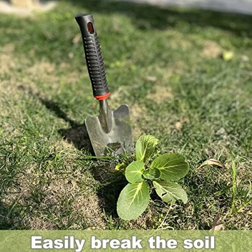 Зог полиран не'рѓосувачки челик градина мистрија - доказ за свиоци, алатка за градинарски рачни лопата, најдобра за копање и садење,