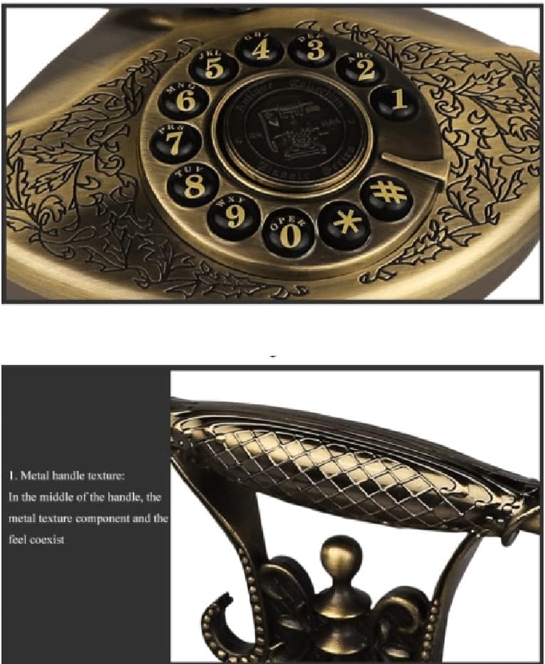 N/A Vintage Desk Telefone Antique Style Button Dial Dial Metale, Електронски мелодии, Телефонска декорација на домашни канцеларии