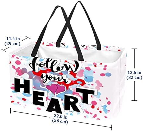 Lorvies торбички за намирници што може да се употреби, следете ја вашата шема на срцето, преклопување на големи канти за складирање