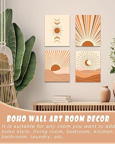Декор на бохо со соба, апстрактна бохо wallид декор, фази на месечина wallидно сликарство за дневна соба спална соба канцеларија