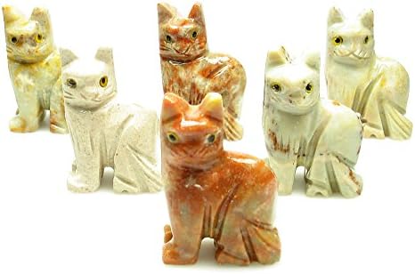 Магијата е во вас Тан Доломит мачка - 1,5 инчи - рачен врежан кристален дух животински тотем