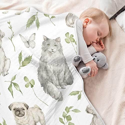 Swaddle Clature Carte Grey Cat Caton Cotton For за новороденчиња, примање ќебе, лесен меко залепено ќебе за креветчето, шетач,