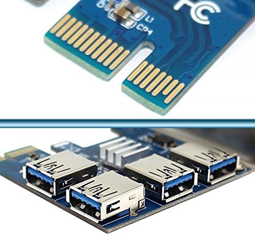 Конектори PCI-E Riser 009S Plus PCI-E 1 Свртете 4 1x до 16x слот адаптер за кревање картичка 60см USB 3.0 Црвен кабел 6pin SATA