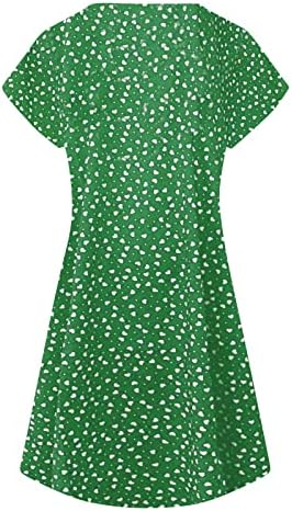 Lutmentsенски летен обичен мода лабава печатена кратка ракав 2022 фустан со врат V-врат