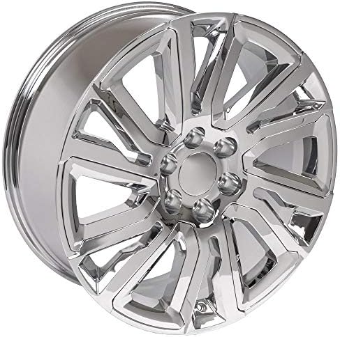 OE Wheels LLC 22 инчи бандажи одговара на Chevy Silverado Tahoe Sierra Yukon Escalade Silverado CV39 22x9 Chrome Rim сет