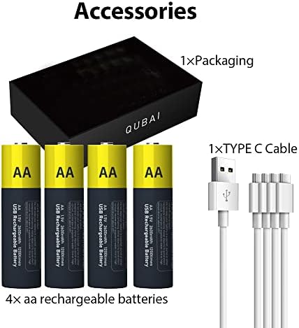 Кубаи Тип-Ц Литиумски Батерии ЗА Полнење, ,1,5 V USB Li-Јонска Batt Батерија, Полнење, 2600mWh Со Кабел За Полнење Од Типот C, Брзо Полнење