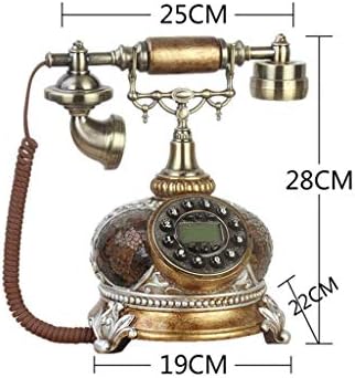 ZyzMH Ретро гроздобер антички стил телефон, старомодно телефонско биро родиран телефон со фиксни телефон со реално време и приказ на