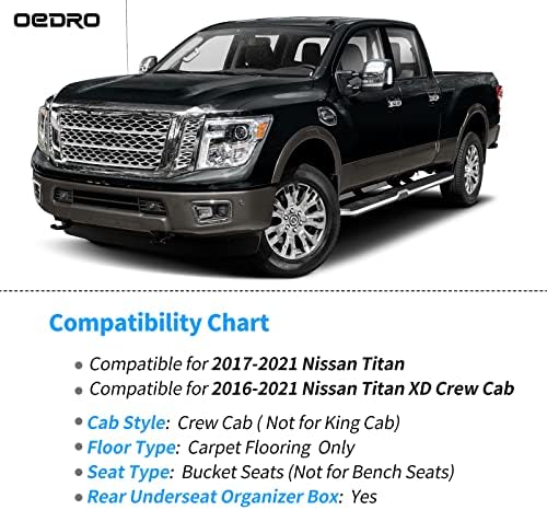 Моти за подот на Оедро компатибилни за 2017-2021 Nissan Titan / -2021 Nissan Titan XD Crew Cab со седиште за корпи од 1 ред, уникатно