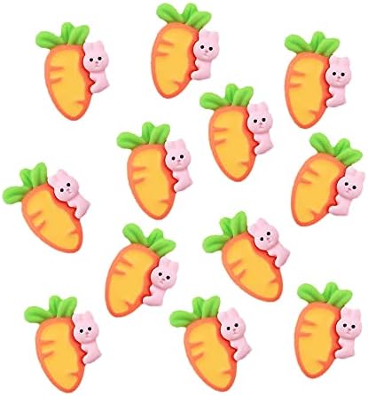 WYBCFP мини зајаче и додатоци за морков 50 парчиња минијатурни фигурини зајаци моркови смола Велигденски зајаче украси за велигденски таблети