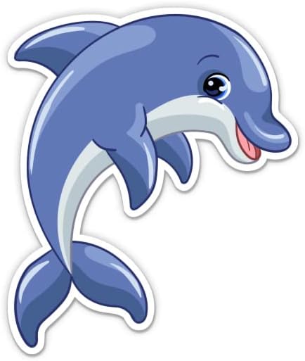 Симпатична цртан филм делфин - налепница од 5 винил - за лаптоп за автомобили I -рампа - водоотпорна декларација