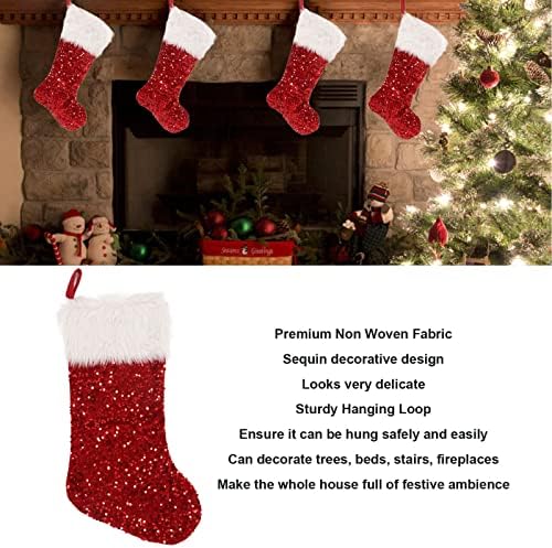 Гаеирт виси Божиќно порибување, кадифен манжетна за полнење Исклучителна декорација на Божиќни чорапи за дрвја за бар