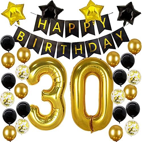 Валкани Украси за 30-ти Роденден За Него, 30 Балони За Роденден 30-Ти Роденден Обезбедува 30 Броеви На Балони Мажите Навиваат на 30