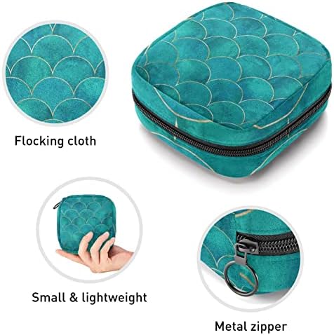 Санитарна торба за складирање на салфетки, торба за период, торба за тампон, торба за шминка, шема на текстура со сина риба