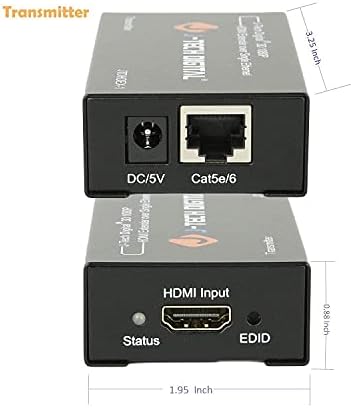 J-Tech Digital HDMI Extender со единечна мачка 5E/6/7 Full HD 1080P, EDID копија, Dolby Digital/DTS со HDMI 2.0 кабел 3FT-2 пакет