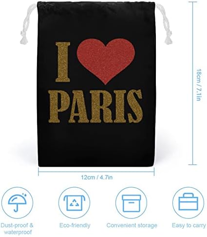 Ја сакам торбата за складирање на платно од Париз Платно, што може да се употреби вреќа за торбичка торба торбичка торба за намирници за домашни