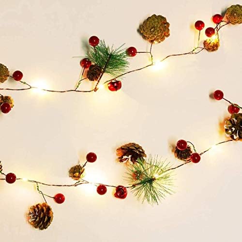 Божиќни борови конуси венец LED самовила светла батерија оперирана декор за Божиќ дрво забава свадба домашна спална соба wallидна градина