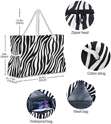 Алаза Стилски црно бело зебра изгледа торба за играчки за плажа торба за намирници за море, тезга за туширање, базен за пливање