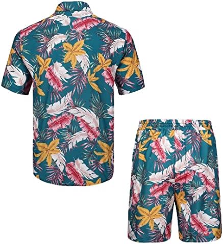 Р Рамблер 1985 Менс краток сет Хавајски копче надолу кошула и шорцеви на плажа мода мода