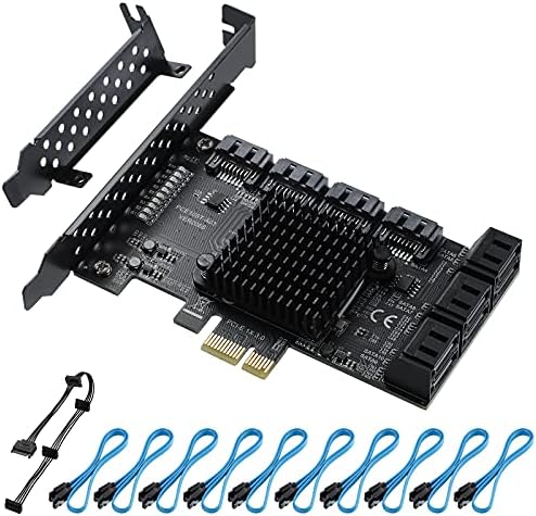 Бејимеи PCIE 1x SATA Картичка 10 Порти, 6 Gbps SATA 3.0 Контролер PCIe Експанзија Картичка, Не-Рација, Поддршка 10 SATA 3.0 Уреди, Со Низок