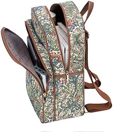 Signare Tapestry ранец чанта за жени Компјутерски ранец за книги за жени со златен дизајн на крин