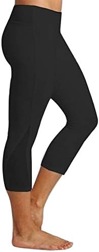 Трендинао лето женски мрежни хулахопки панталони истегнат слаби спортски активен тренинг со високи половини капри јога хеланки со џеб
