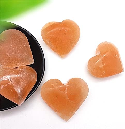 Ruitaiqin shitu 1pc Природно портокалово селенит во форма на срце во форма на срцев врежан гипс кристален лековит камен за декорација
