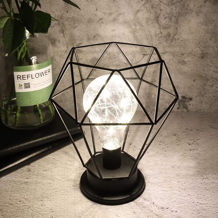 Освоена ламба за ретро метална маса, шуплива дијамантска форма гроздобер Едисон сијалица бакарна жица читање ламба декоративни кревети