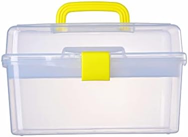 Бангкиао Повеќенаменска Јасна Жолта Пластична Кутија За Справување Со Контејнери За Складирање, Проѕирна Торбичка за Носење Со Рачка и Отстранлив