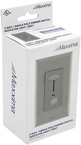 Maxxima Dimmer Електричен прекинувач за светло со сина индикаторска светлина, LED компатибилен, 3-насочен/единечен пол, 600 вати макс,