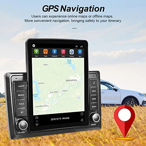 Android 10 Double Din Car Stereo компатибилен со безжичен Apple CarPlay и Android Auto, 9,5 инчен вертикален екран на допир GPS табела за навигација со резервна камера